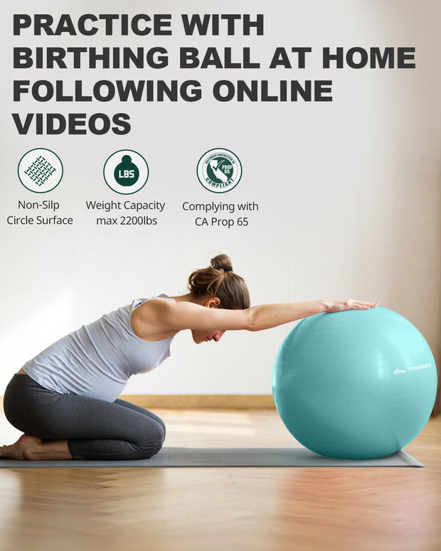 Trideer Yoga Ball – Anti-Burst Exercise Ball for Pregnancy, Office, Birthing, Stretching & Core Workout – Home Gym & Therapy