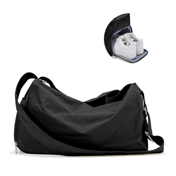 Small Gym Bag with Shoe Compartment, Workout Sport Duffle Bag for Women Travel, Waterproof Shoulder Overnight Bags Lightweight Carry on Tote Bags for Swim, Yoga, Dance