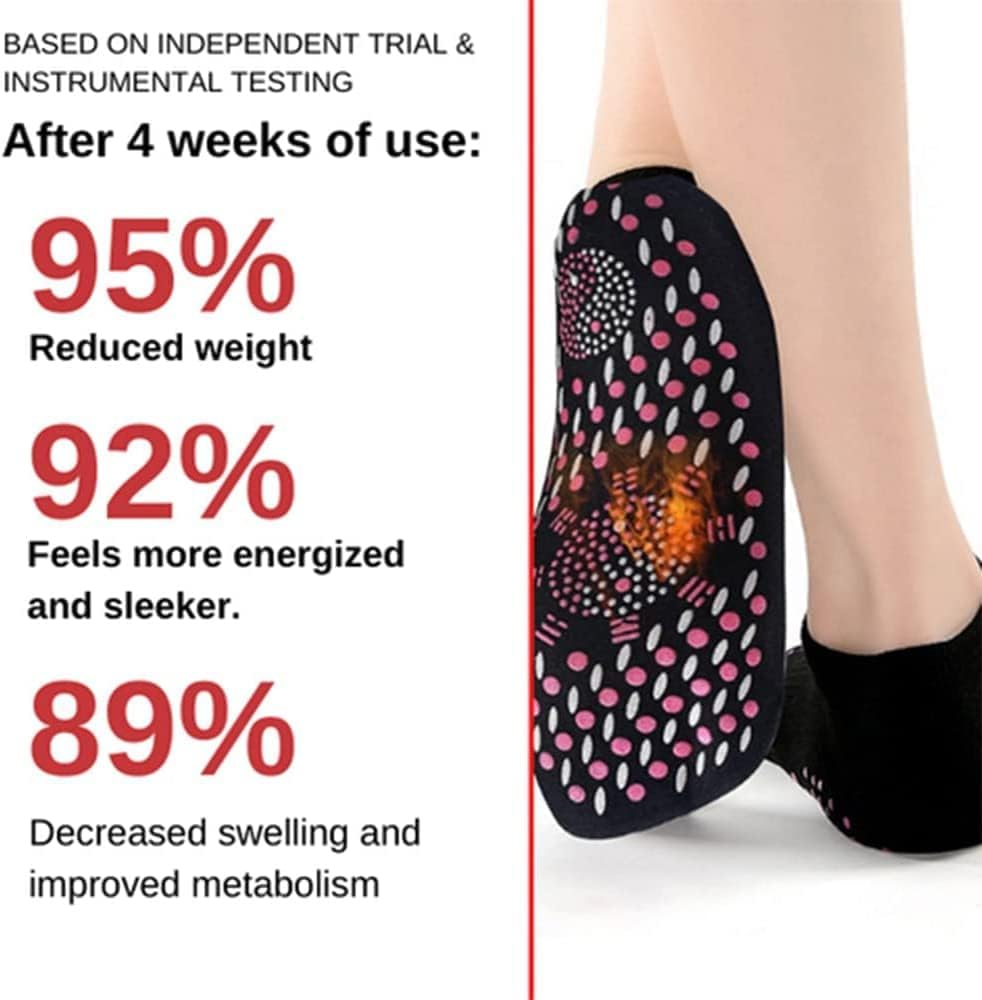 3 Pair AFIZ Tourmaline Slimming Health Sock Veinesheal Thermotherapeutic Sock Soothingfeet Thermotherapeutic Socks Veinesheal Self-Heating Socks for Women Men (Black)