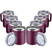 MEWAY 12oz Coffee Mug With Handle and Sliding Lid,Stainless Steel Travel Tumbler Cup with Handle,Double Wall Vacuum Insulated Camping Cup for Hot & Cold Drinks Tea (Purple,Set of 1)