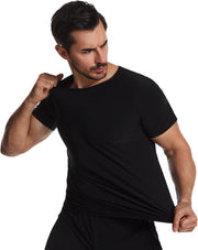 Sauna Shirt for Men,Heat-Trapping Short-Sleeve Sweat Suit, Compression T-Shirt,Body Shaper Vest for Gym Exercise