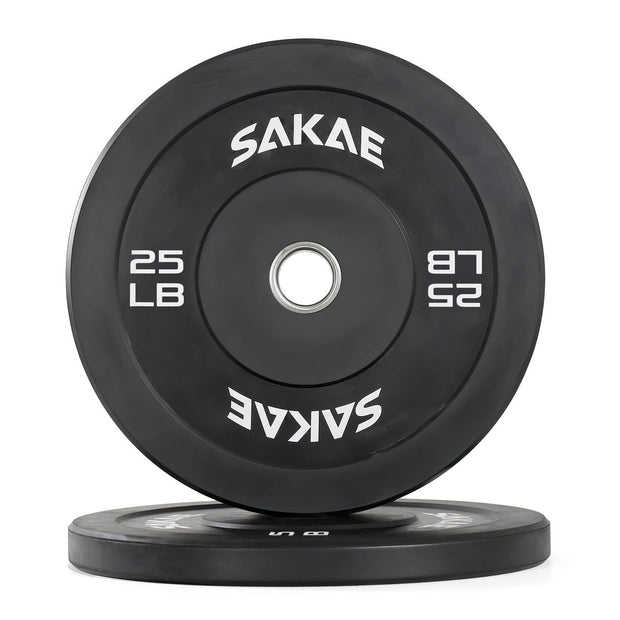 SAKAE Olympic Rubber Bumper Plates, 2-Inch Weight Plate Set with Steel Hub, Ideal for Weightlifting, CrossFit, Strength Training & Home Gym Workout, Available in Single, Pair & Sets, Multiple Sizes