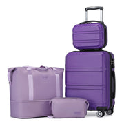 Kono 3 Piece Luggage Sets Expandable(only 28") Lightweight with Spinner Wheels TSA Lock Hardside Travel Rolling Suitcases 20in 24in 28in Carry on Pink