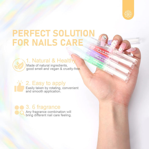 SAVILAND Natural Cuticle Oil Pen: 6PCS Revitalizing Cuticle Oil for Nails with Vitamin E Repaired Cuticles Overnight Cuticle Softener Nail Strengthener Protector for Damaged Skin Thin Nail