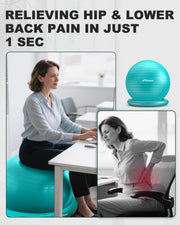 Trideer Exercise Yoga Ball Chair with Base for Home Office Desk, Stability & Fitness Ball Seat to Relieve Back Pain, Home Gym Workout for Abs, Pregnancy Ball with Pump