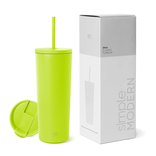 Simple Modern Insulated Tumbler with Lid and Straw | Iced Coffee Cup Reusable Stainless Steel Water Bottle Travel Mug | Gifts for Women Men Her Him | Classic Collection | 24oz | Midnight Black