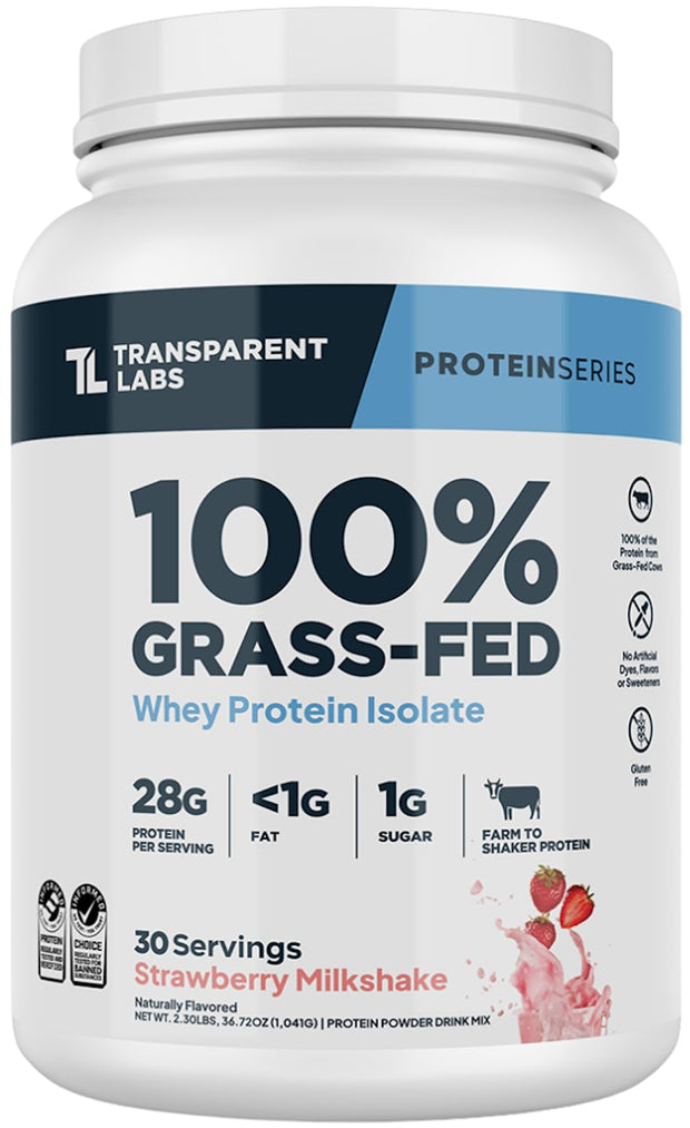 Transparent Labs Grass-Fed Whey Protein Isolate - Naturally Flavored, Gluten Free Whey Protein Powder with 28g of Protein per Serving & 9 Amino Acids - 30 Servings, Milk Chocolate