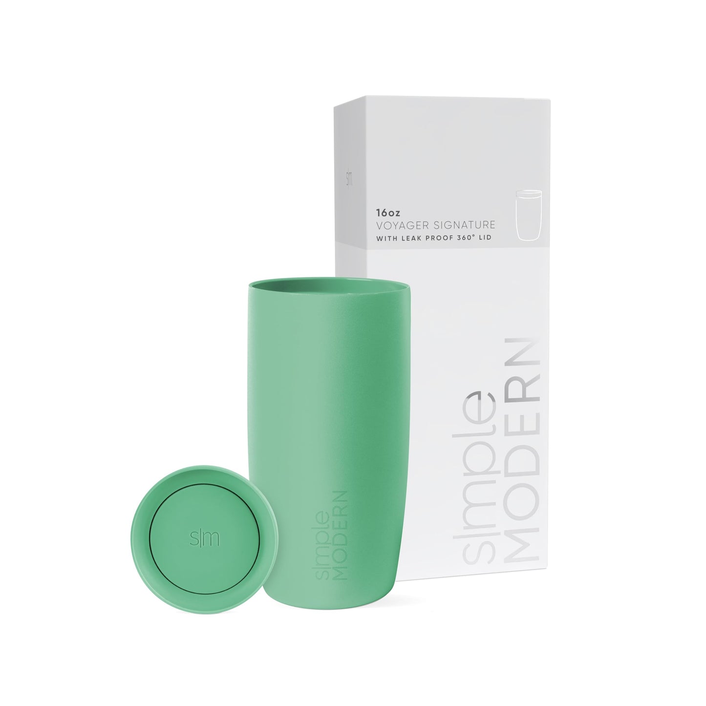 Simple Modern Travel Coffee Mug Tumbler with 360° Lid | Ceramic-Lined Insulated Stainless Steel Cold Brew Iced Coffee Cup | Gifts for Women Men Her Him | Voyager Signature | 16oz | Sea Glass Sage