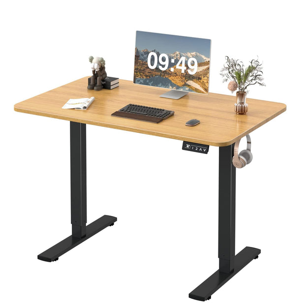 Furmax Electric Height Adjustable Standing Desk Large 55 x 24 Inches Sit Stand Up Desk Home Office Computer Desk Memory Preset with T-Shaped Metal Bracket, Black