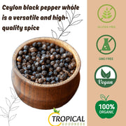 Tropical Goodness Organic Black Peppercorns Whole 16 oz/1lb, For grinder refill, Authentic Tropical Flavour, USDA & Kosher Certified, Non-GMO, Gluten-Free