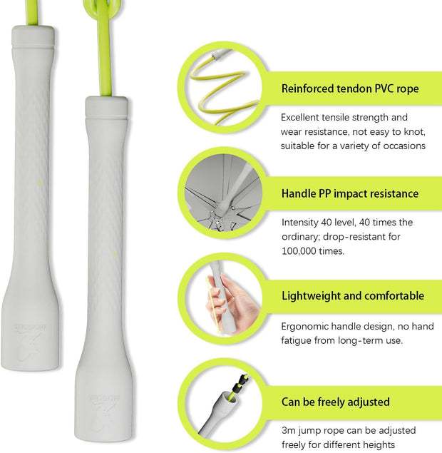 Workout Jump Rope,5mm PVC Jump Rope,Adjustable Length with Shatterproof Handles, Ideal for Beginners & Advanced Athletes, Fitness, Cardio & Boxing