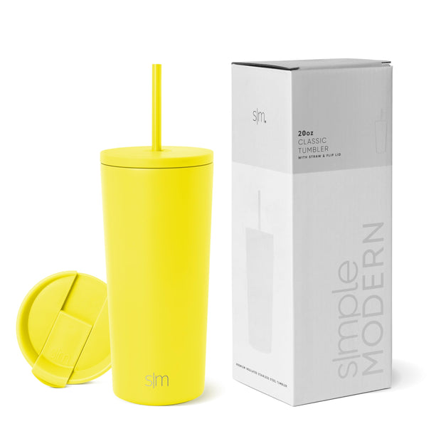 Simple Modern Insulated Tumbler with Lid and Straw | Iced Coffee Cup Reusable Stainless Steel Water Bottle Travel Mug | Gifts for Women Men Her Him | Classic Collection | 24oz | Midnight Black