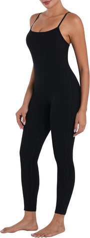 Sunzel Workout Jumpsuits for Women Adjustable Spaghetti Strap Leggings Bodysuit Square Neck Sleeveless One Piece Yoga Unitard