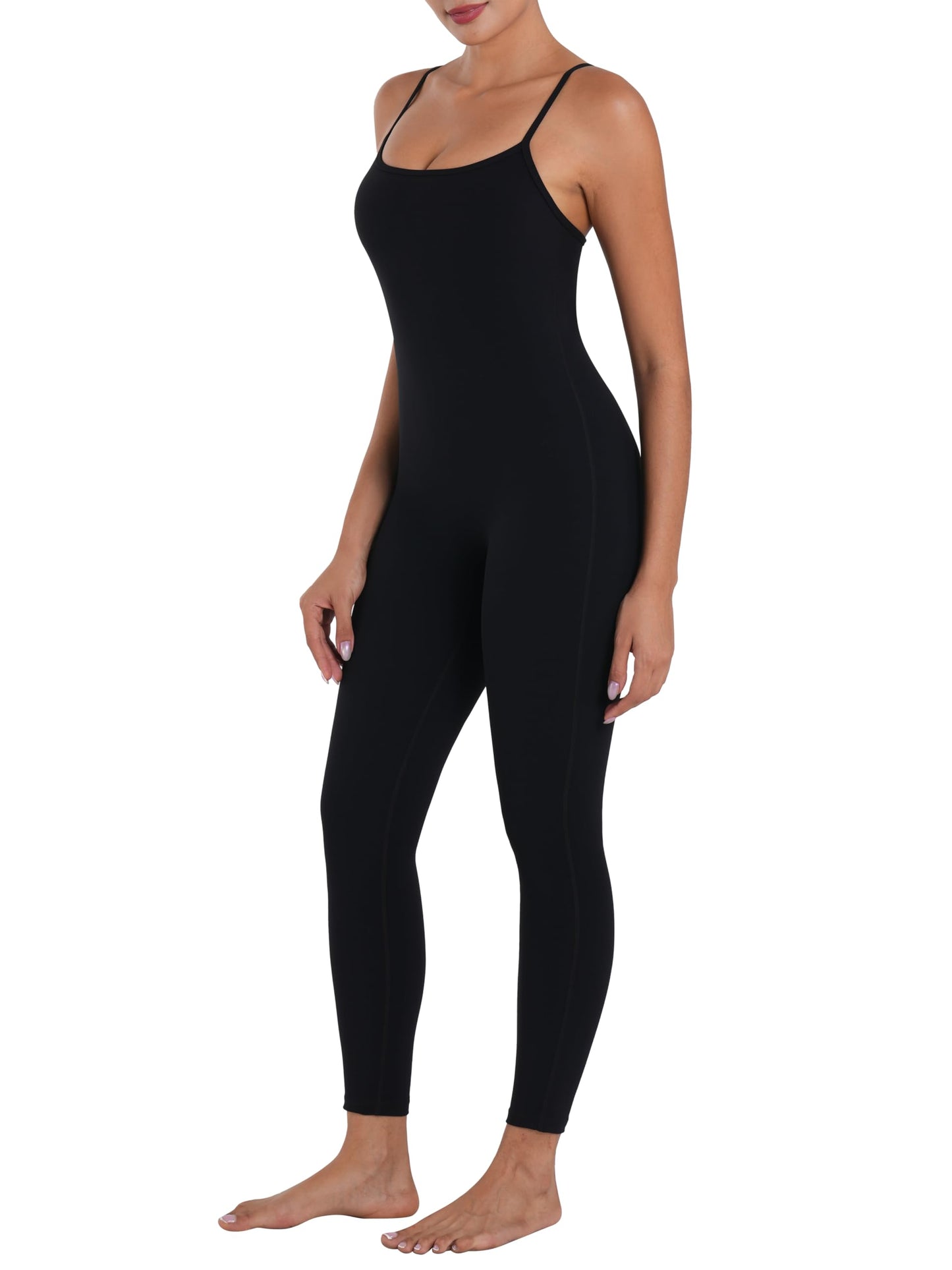 Sunzel Workout Jumpsuits for Women Adjustable Spaghetti Strap Leggings Bodysuit Square Neck Sleeveless One Piece Yoga Unitard