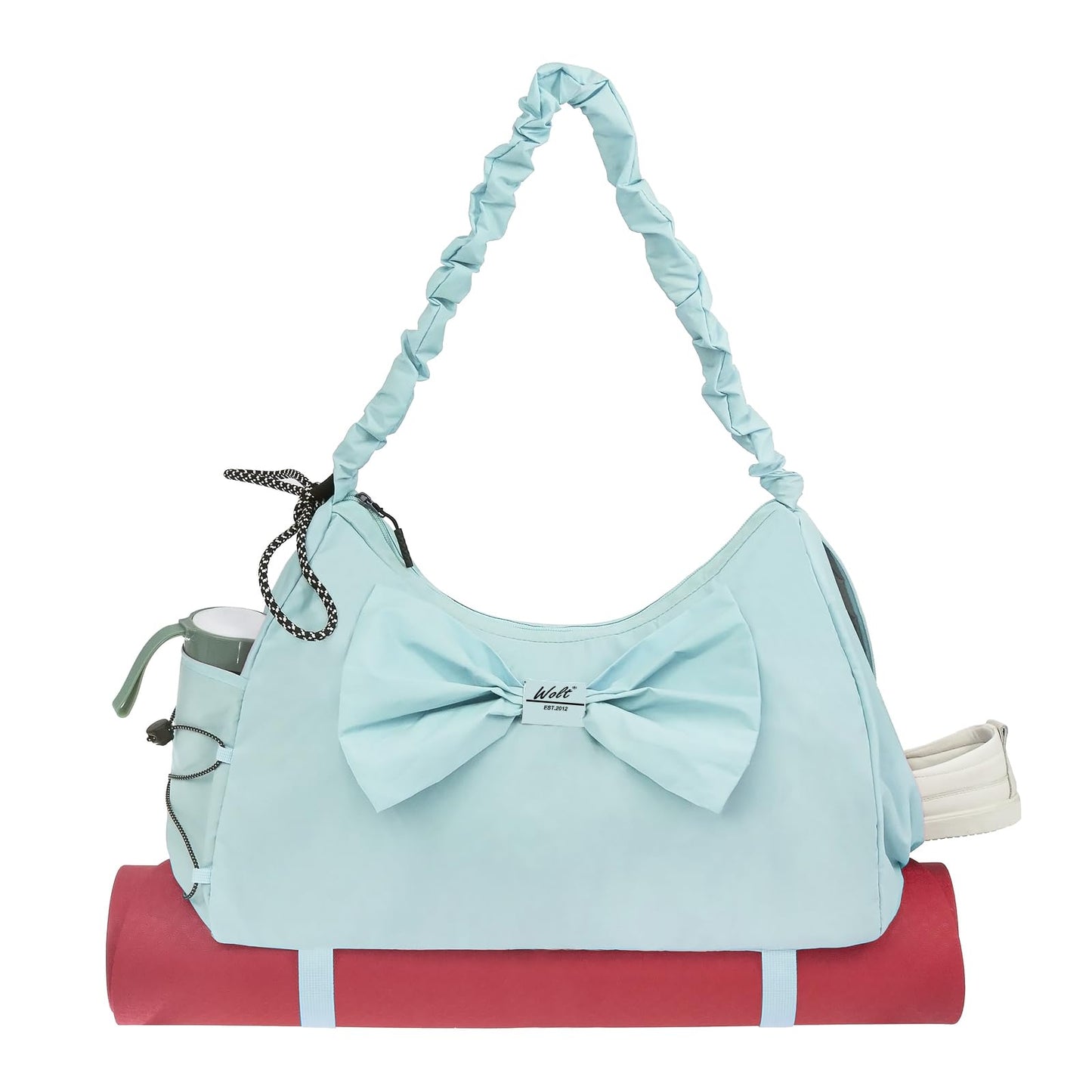 WOLT Gym Bag For Women, Yoga Mat Bag with Shoes Compartment, Wet Pocket and Water Bottle Pocket