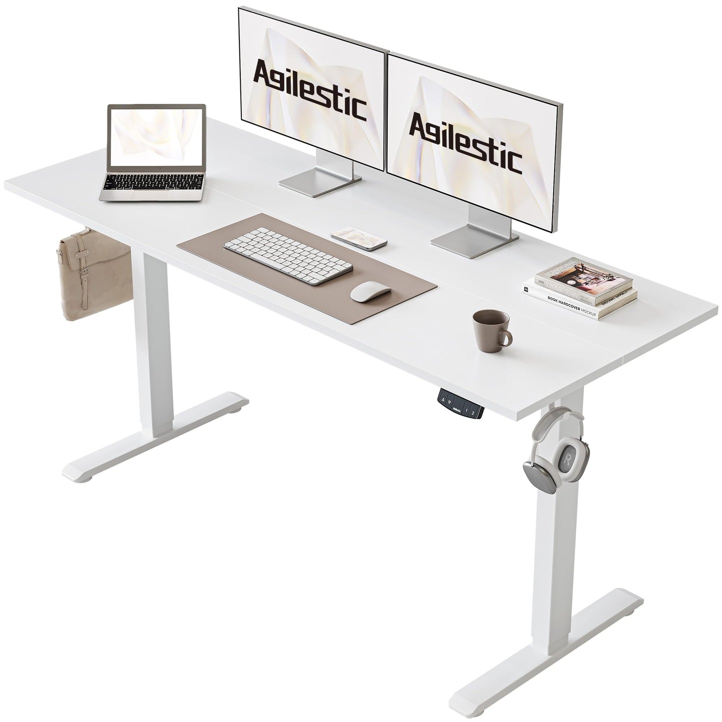 Agilestic Electric Standing Desk, 48 x 24 Inches Height Adjustable Desk, Sit Stand up for Work Office Home, Ergonomic Rising Computer Table with Memory Preset, Rustic Brown