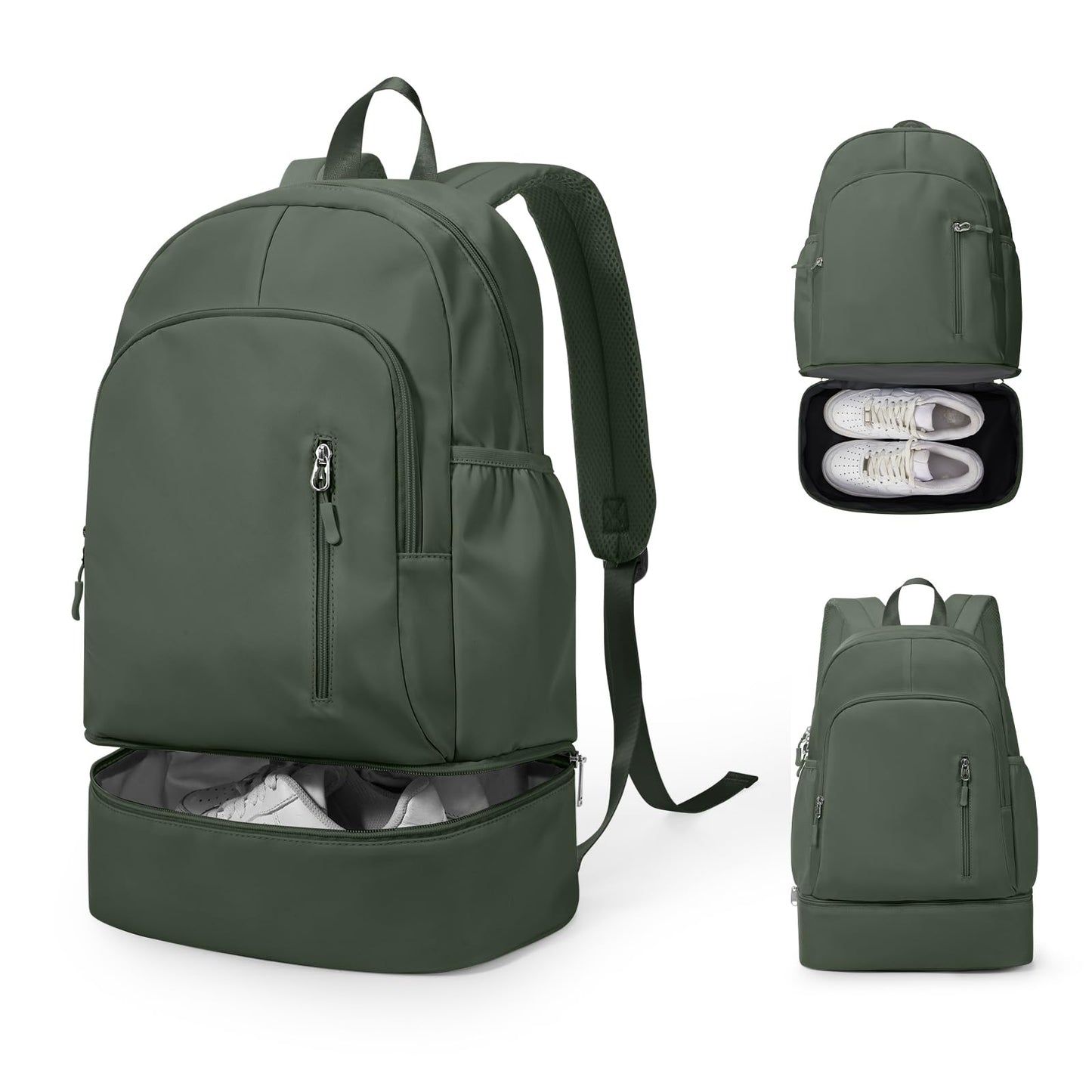 Gym Backpack for Women Men, Lightweight Gym Bag with Shoe Compartment, Waterproof Sports Backpack with Wet Pocket, Black