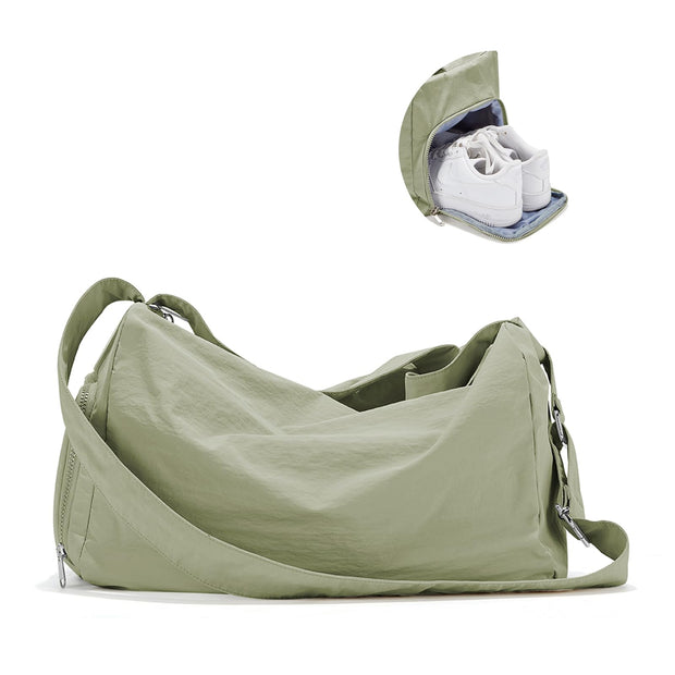 Small Gym Bag with Shoe Compartment, Workout Sport Duffle Bag for Women Travel, Waterproof Shoulder Overnight Bags Lightweight Carry on Tote Bags for Swim, Yoga, Dance