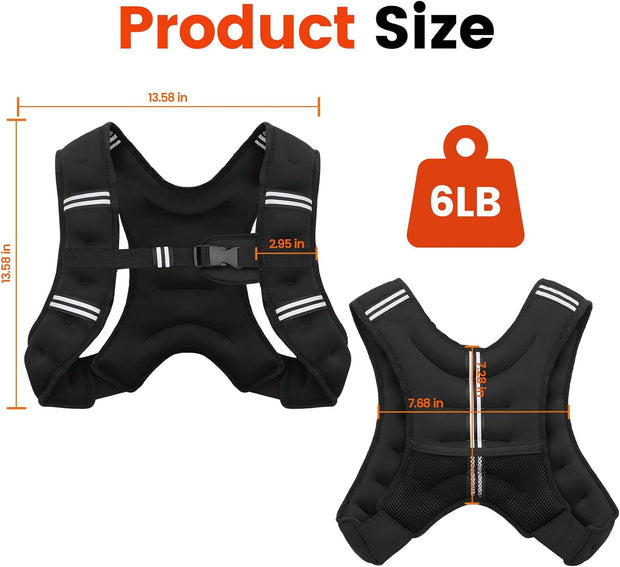 Weighted Vest, 6lb/8lb/12lb/16lb/20lb/25lb/30lb Weight Vest for Men Women, Body Weight Vests Adjustable with Reflective Stripe for Strength Training, Running, Training Workout, Jogging, Walking