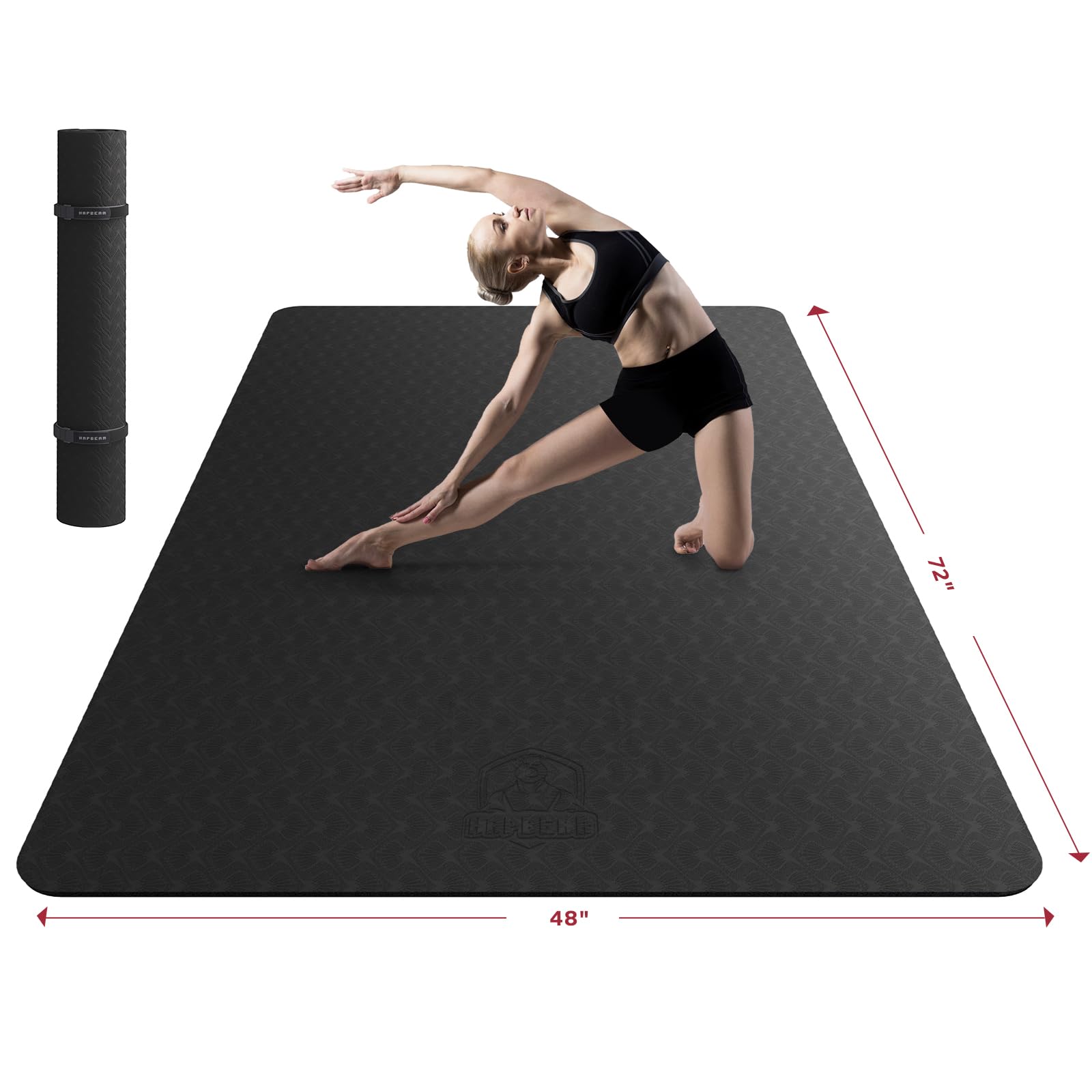 HAPBEAR Extra Large Yoga Mat - 72"x48"/78"x54", 1/4" & 1/3" Thick, Non-Slip, Durable, Eco-Friendly, Wide Exercise Mat for Home Workouts, Yoga, Pilates, Stretching, Meditation (Barefoot Exercise)
