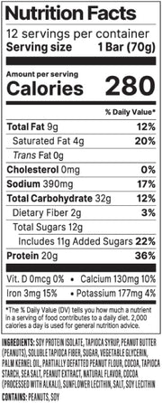 PROBAR - PROTEIN Bar, Peanut Butter Chocolate, Non-GMO, Gluten-Free, Healthy, Plant-Based, Whole-Food Ingredients, Natural Energy (12 Count)
