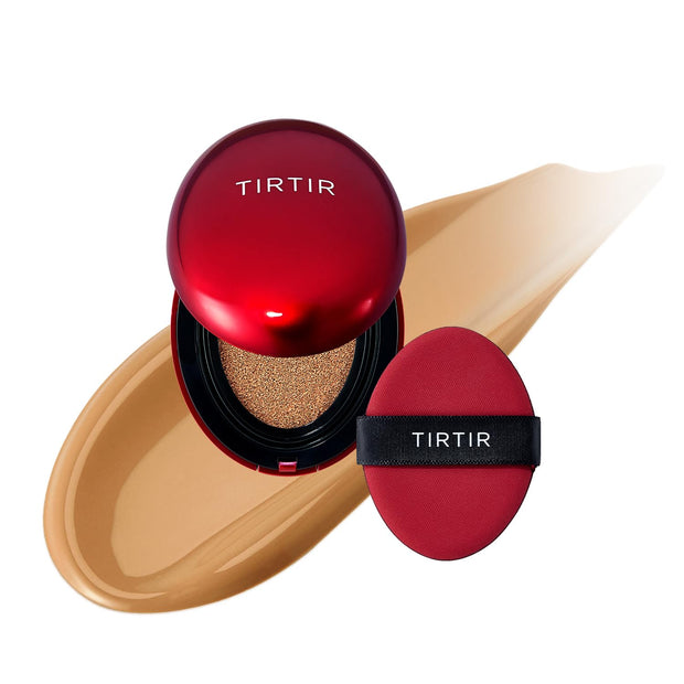 TIRTIR Mask Fit Red Cushion Foundation | Full coverage, Weightless, Skin fit, Satin Glow Finish, Korean Makeup, beauty, Tattoo cover up, Buildable (#29N Natural Beige, 0.63 Fl Oz)