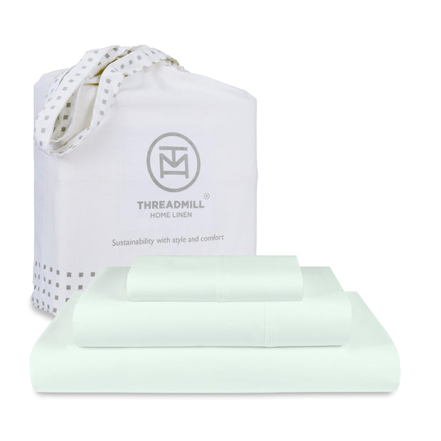 Threadmill Luxury 100% Cotton King Size Sheets Set- 800 Thread Count Jacquard Celine Hotel White, Better Than Egyptian Cotton,4 Pc Striped Bed Set, Damask Bed Sheets with 16" Deep Pocket