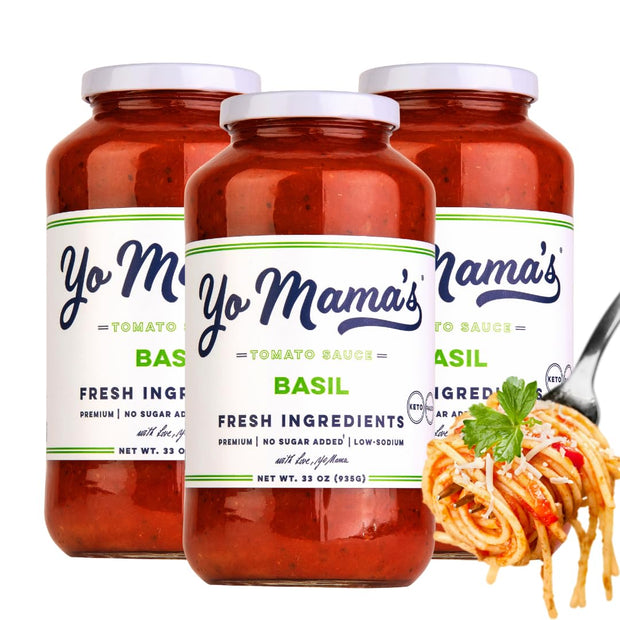 Yo Mama's Foods Keto Marinara Pasta Sauce - (3) 12.5 Ounce Jars - No Sugar Added, Low Carb, Low Sodium, Gluten Free, Paleo Friendly, and Made with Fresh, Non-GMO Tomatoes