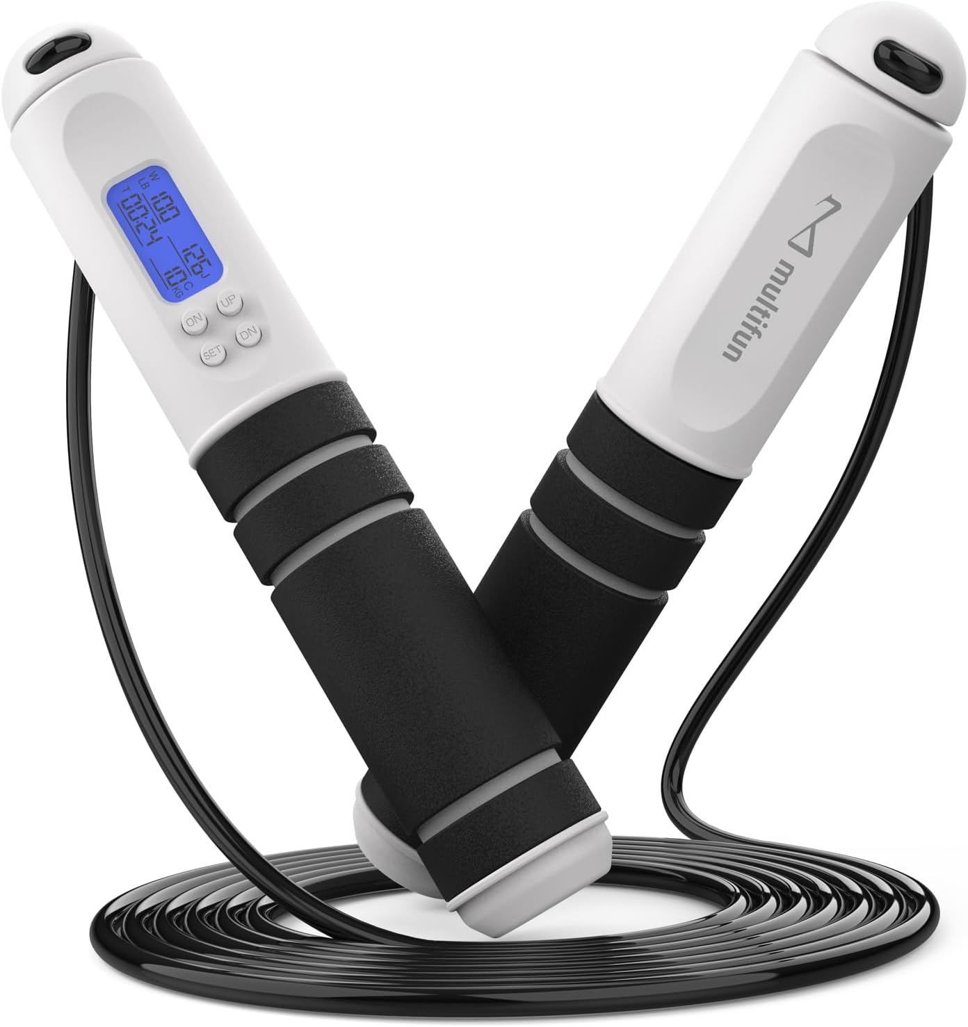 multifun Jump Rope, Adjustable Digital Jump Rope with Calorie Counter, Ball Bearings & Alarm – Ideal for Fitness, CrossFit, Boxing, MMA, Gym – Multifunctional Speed Skipping Rope