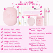 Olive & June Gel Mani System Set | Includes Nail Tools, Peel-Off & Gel Base Coats, Top Coat, LED Lamp, Cuticle Serum & The Poppy | Easy At-Home Mani Kit | 15-Free, Vegan, Cruelty-Free