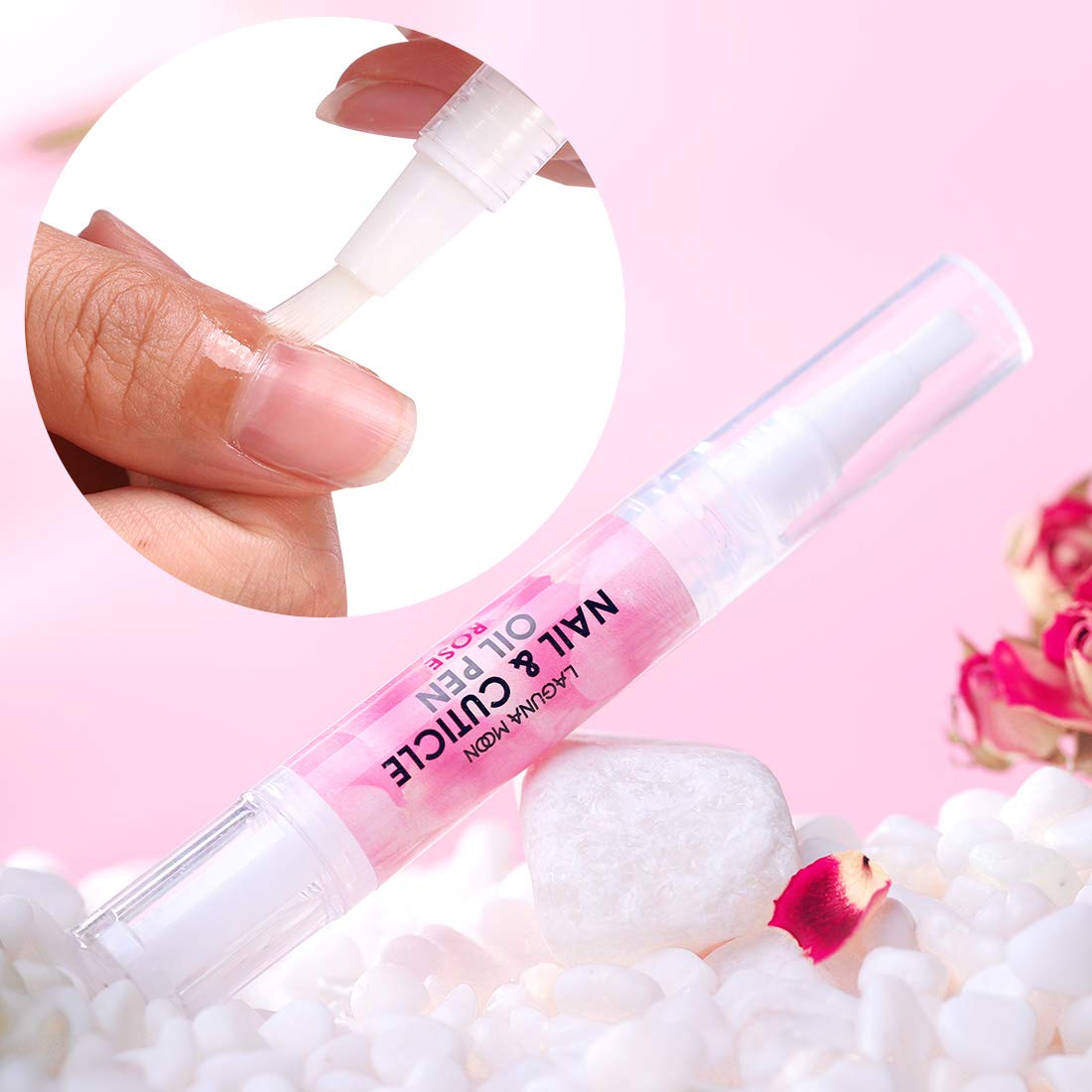 Lagunamoon Cuticle Oil Pen for Nail Nail Oil for Nail Care & Nail Growth - Nourish, Soothe & Moisturize Damaged Nails - Rose, 5 ml