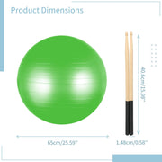 joyibay Cardio Drumming Equipment Set, Fitness Balance Ball with Pump & 3.2oz Cardio Drumming Sticks, Aerobic Exercise Ball for Workouts, Stability, Pilates, Yoga, Pregnancy Gymnastics