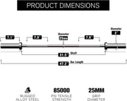 RITFIT Olympic Barbell 4ft/4.8ft/6ft - 2 Inch Weight Bar for Strength Training, Weightlifting, Squat, Deadlift, Bench Press, Curl, Overhead Press - 350lbs/500lbs Capacity