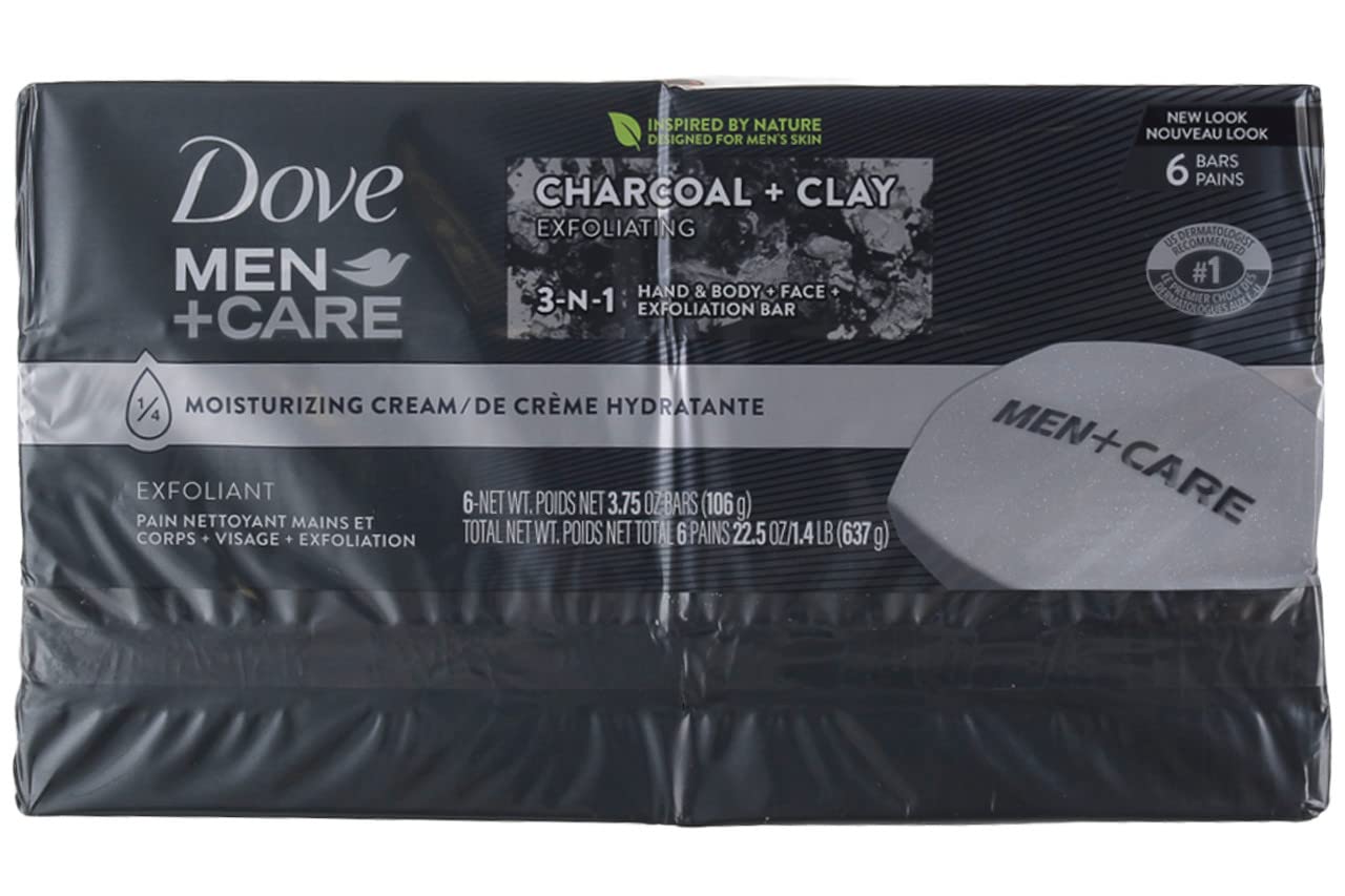 Dove Men+Care Elements Body and Face Bar Charcoal + Clay 4 oz 6 Bars