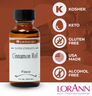 LorAnn Oils Super Strength Flavoring - Used For Candy Making, Flavoring Extracts, Baking, Hard Candy, and Flavor Oils - Bold, Natural Flavors 4X Stronger Than Extracts - Cinnamon Roll, 1 fl oz