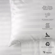 URBANHUT 1000 Thread Count Egyptian Cotton Sheets Damask Striped King Size, Long Staple Soft & Breathable, 4 Pc Bed Sheet Sets, Luxury Hotel Sateen Sheets Fits 16" Deep Pocket - White