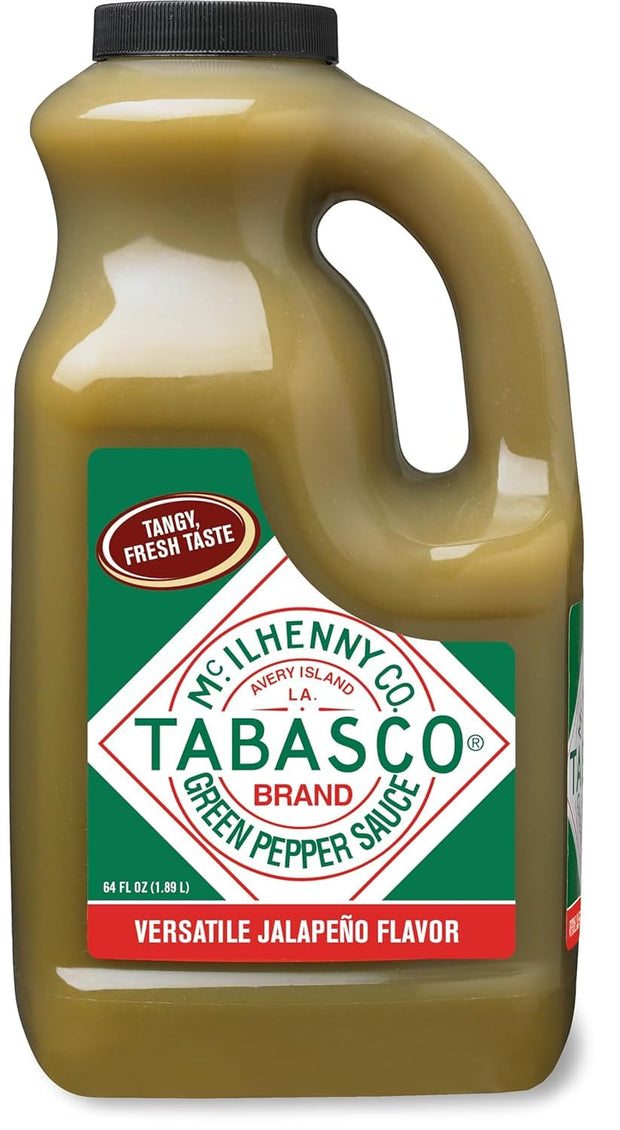 TABASCO Brand Cayenne Garlic Pepper Sauce, Mild Hot Sauce, Bulk Plastic Jug, Smoky & Zesty Blend with Savory Garlic, Perfect for Large Recipes, Great for Italian Dishes & More, 64 Fl Oz (Pack of 1)