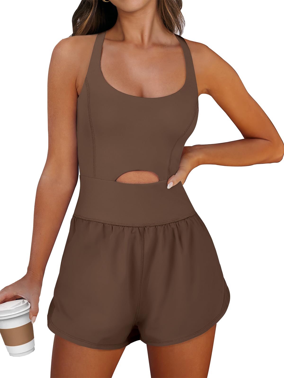 ANRABESS Women Rompers Running Exercise Workout Set One Piece Jumpsuits Gym Yoga Outfits 2025 Summer Active Wear Clothes