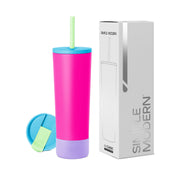 Simple Modern Insulated Tumbler with Lid and Straw | Iced Coffee Cup Reusable Stainless Steel Water Bottle Travel Mug | Gifts for Women Men Her Him | Classic Collection | 24oz | Midnight Black