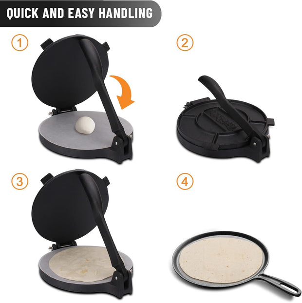 Tortillada – Premium Tortilla Press Cast Iron with Recipes E-Book (12 Inch)