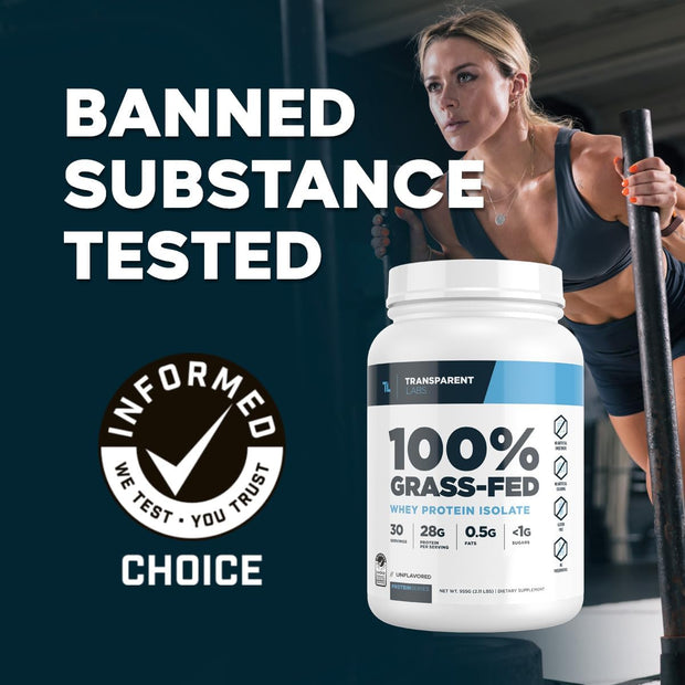 Transparent Labs Grass-Fed Whey Protein Isolate - Naturally Flavored, Gluten Free Whey Protein Powder with 28g of Protein per Serving & 9 Amino Acids - 30 Servings, Unflavored
