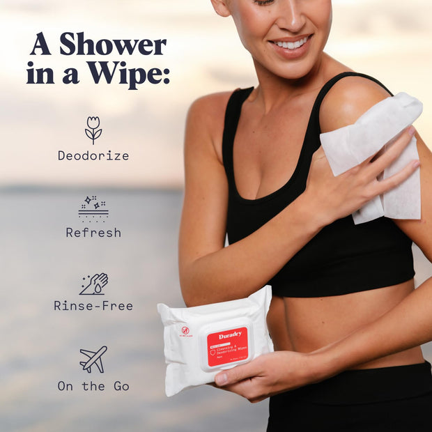Whole-Body Deodorant Wipes for Men & Women- Body Wipes for Sweat & Odor Control, Use for On-the-Go Cleansing, Gym Sessions, Travel, or Rinse-Free Shower Alternative - Aqua Scent, Pack of 1