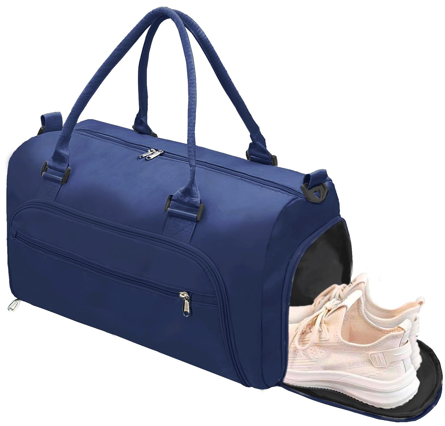 woogwin Small Gym Bag for Men & Women with Shoes & Wet Compartment Waterproof Duffle Bag for Travel Sports Workout Overnight Weekender(17.7'',Black)