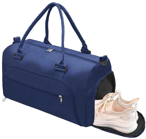 woogwin Small Gym Bag for Men & Women with Shoes & Wet Compartment Waterproof Duffle Bag for Travel Sports Workout Overnight Weekender(17.7'',Black)