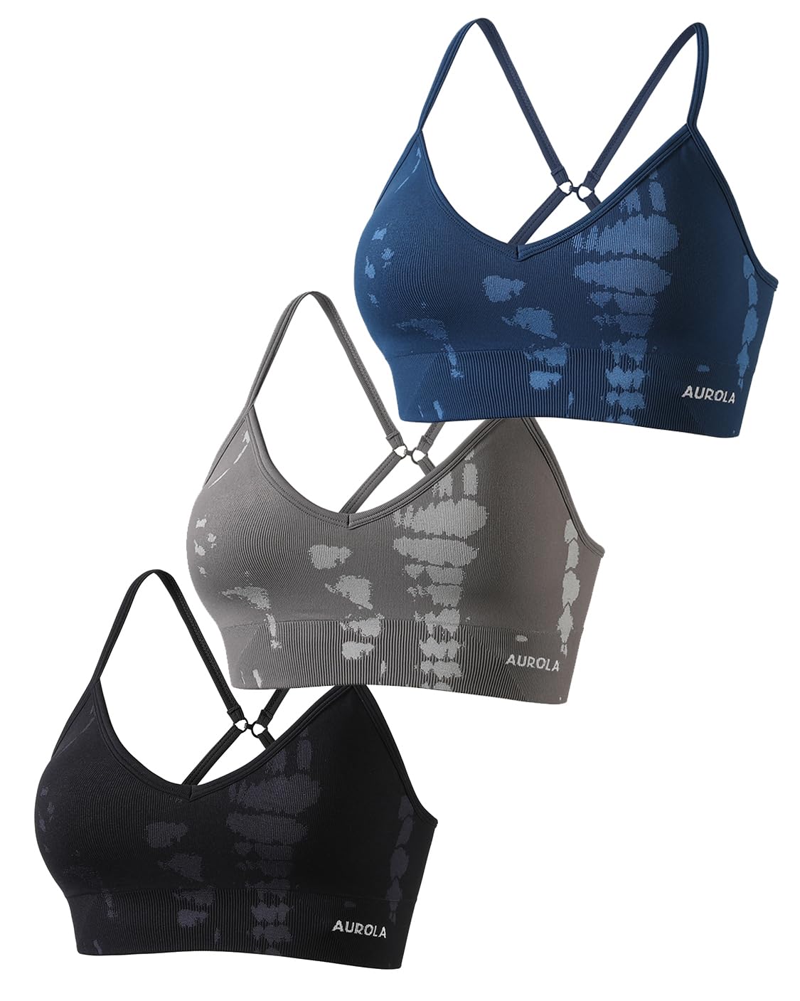 AUROLA Serpent Seamless Sports Bras for Women,Backless Padded Strappy Workout Gym Yoga Crop Tops