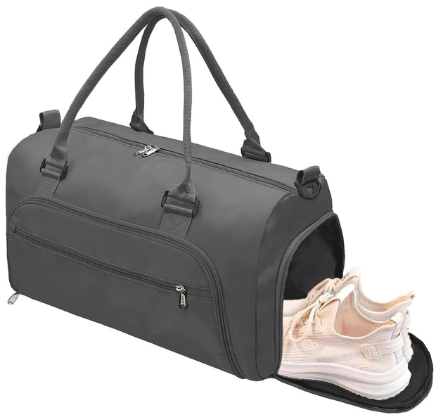 woogwin Small Gym Bag for Men & Women with Shoes & Wet Compartment Waterproof Duffle Bag for Travel Sports Workout Overnight Weekender(17.7'',Black)