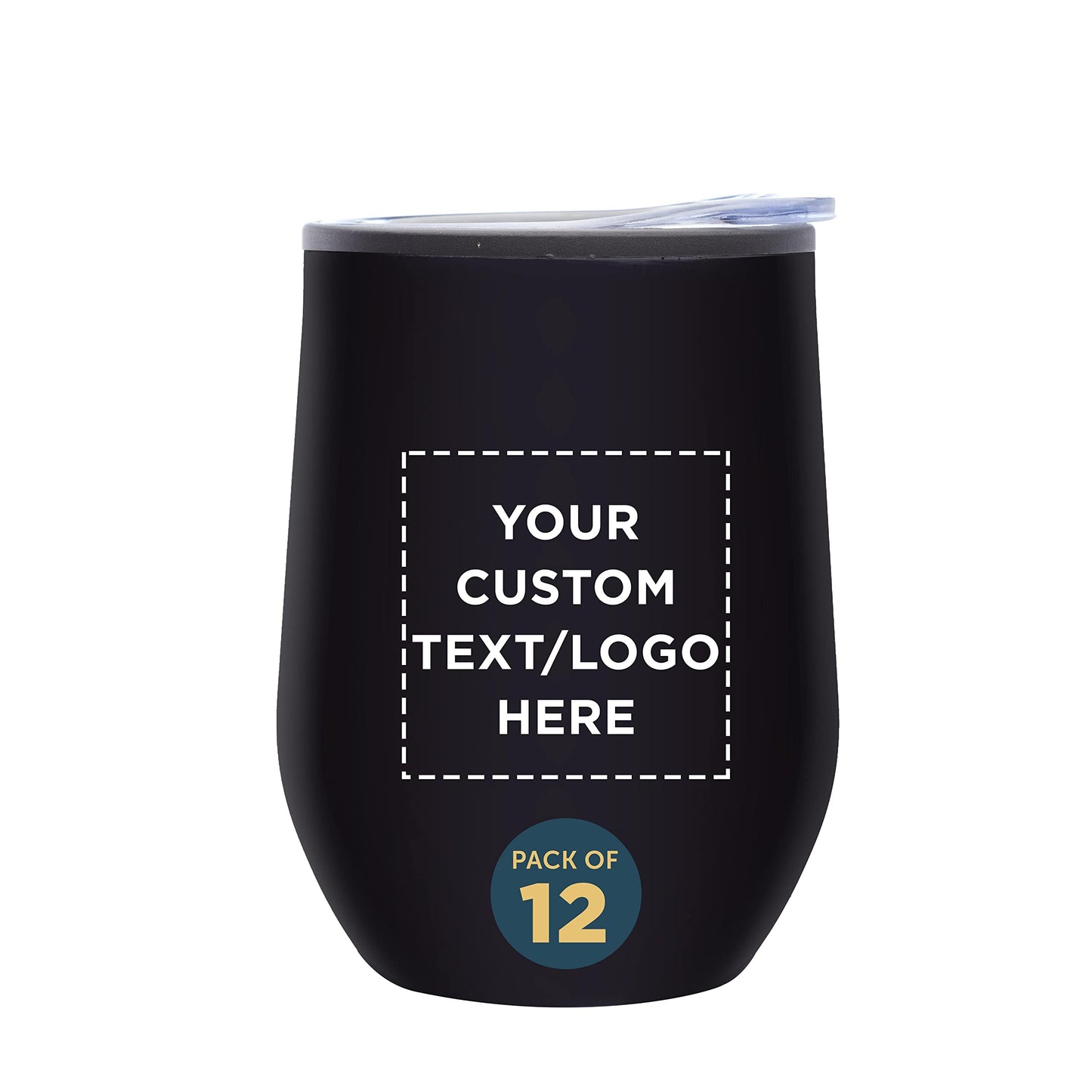 Custom Stemless Wine Tumblers 12 oz. Set of 6, Personalized Bulk Pack - Insulated, Perfect for Wine, Cocktails, Other Hot & Cold Beverages - Silver