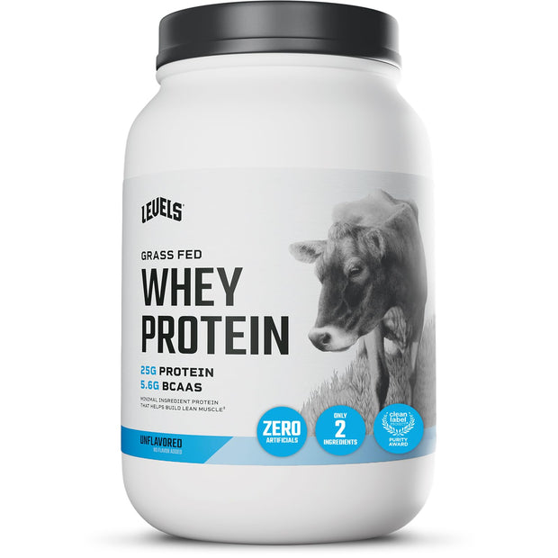 Levels Grass Fed Whey Protein Powder, No Artificials, 24G of Protein, Vanilla Bean, 2LB