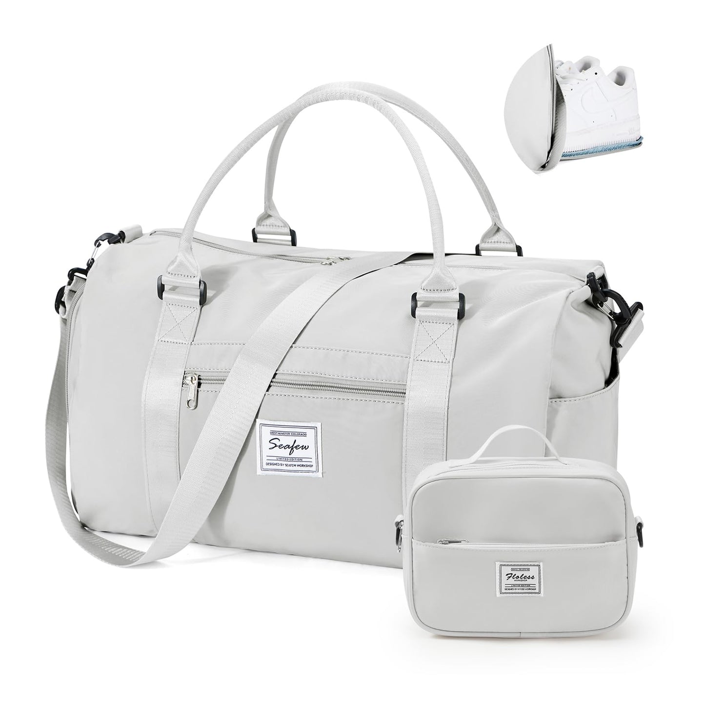 Gym Bags for Women Men with Shoes Compartment,Sports Duffle Bags Personal item travel Duffel Tote Bag Small Carry on Weekender Overnight Bag Workout Dance Bags Hospital Holdalls Grey Green