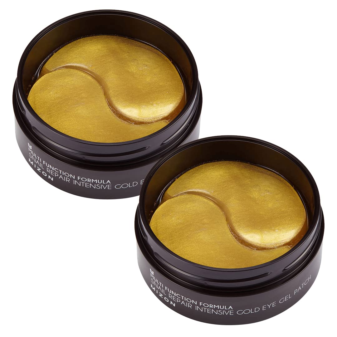 MIZON Under Eye Patches for Puffy Eyes & Dark Circles, 24K Gold & Snail Mucin, 60 Pcs – Anti-Wrinkle Collagen & Peptide Formula – Moisturizing Korean Eye Mask for Elasticity